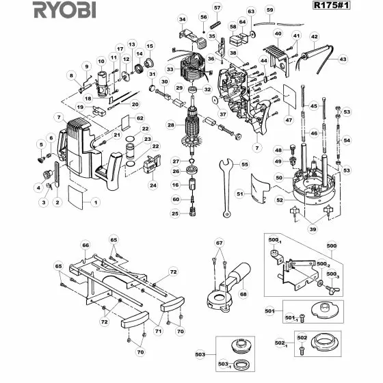 Ryobi R175 Spare Parts List Type: 1000024656